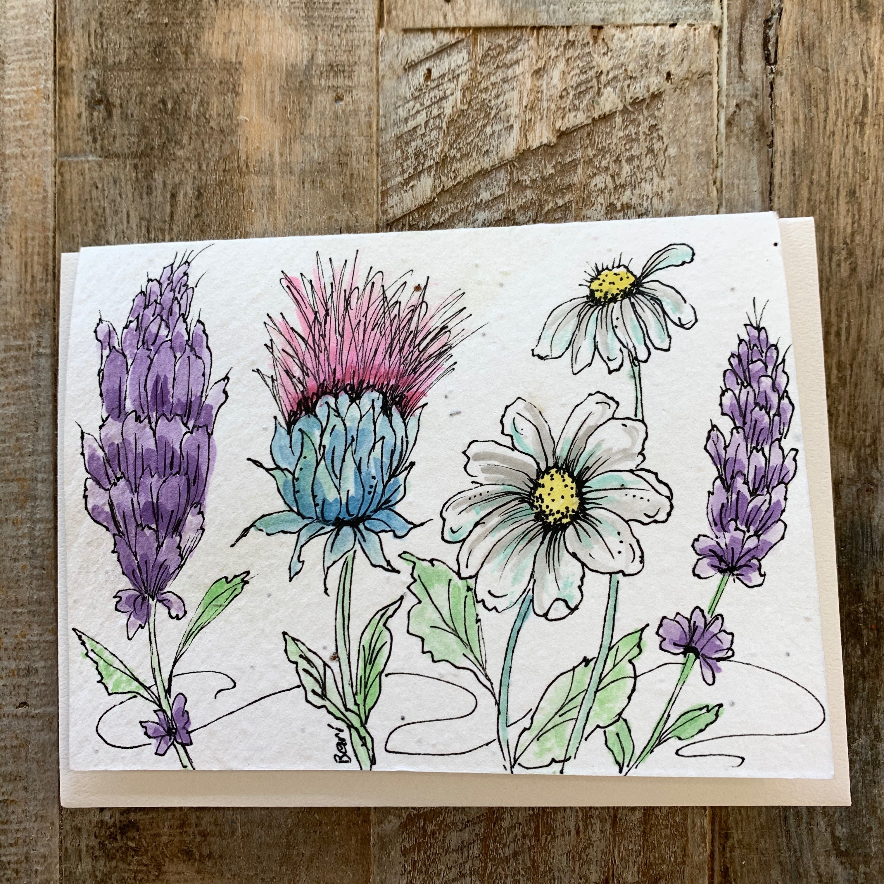 Handpainted Plantable Cards-Wildflower Seeds in Paper