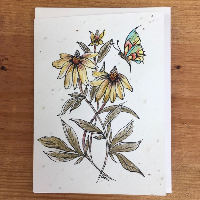 Handpainted Plantable Cards: Butterfly and Shells