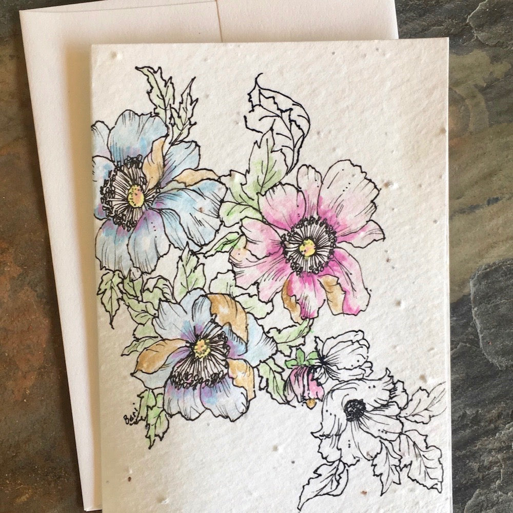 Handpainted Plantable Cards-Wildflower Seeds in Paper