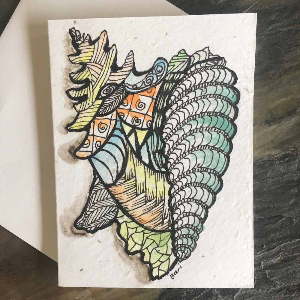 Handpainted Plantable Cards: Butterfly and Shells