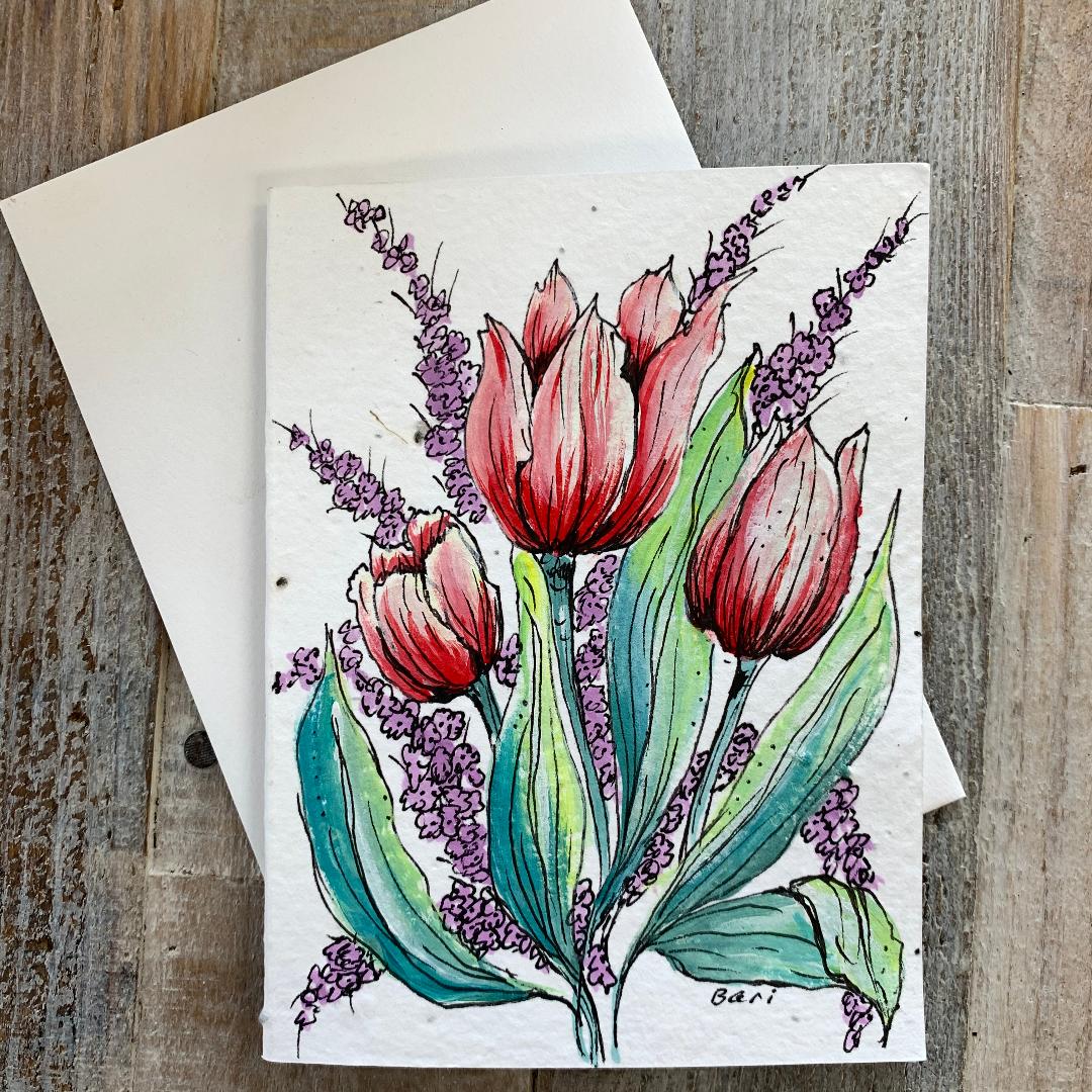 Handpainted Plantable Cards-Wildflower Seeds in Paper